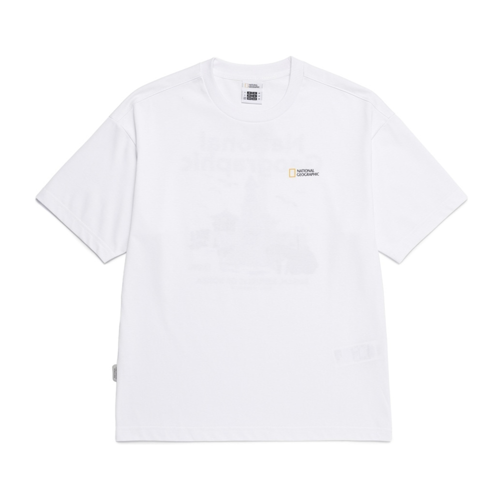 NEW National Geographic Pusan Yongdusan Park Graphic Semi-Oversized Short-Sleeve T-Shirt N262UTS627 WHITE Asian Fit