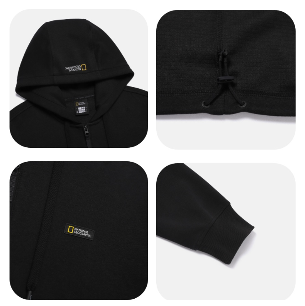 NEW National Geographic Lightweight Dyamaru Hooded Full-Zip Jacket N262UFT960 BLACK Asian Fit