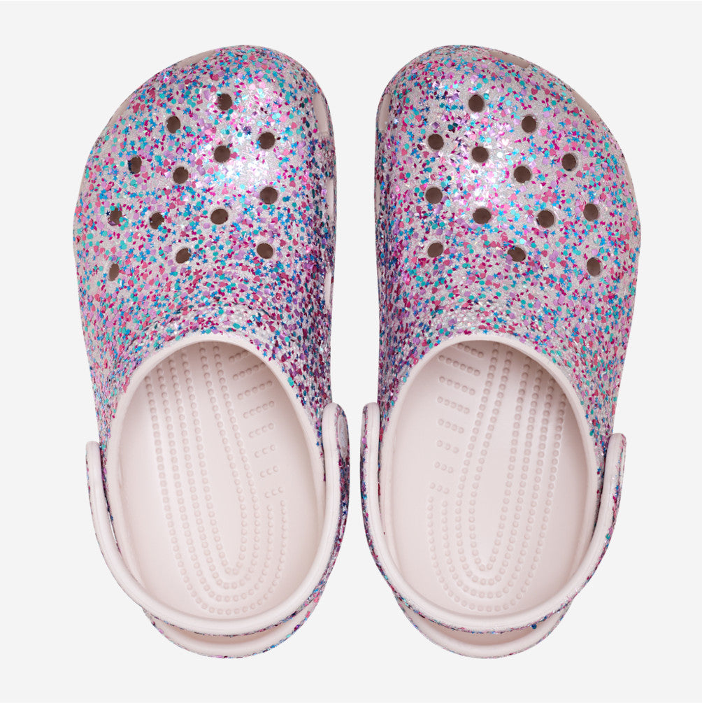 NEW CROCS KIDS Classic Dazzle Glitter Clog 213915 Cocoa Cream
