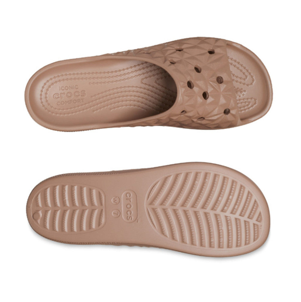 NEW CROCS CLASSIC PLATFORM GEOMETRIC SLIDE 209564-2Q9 Camel Brown