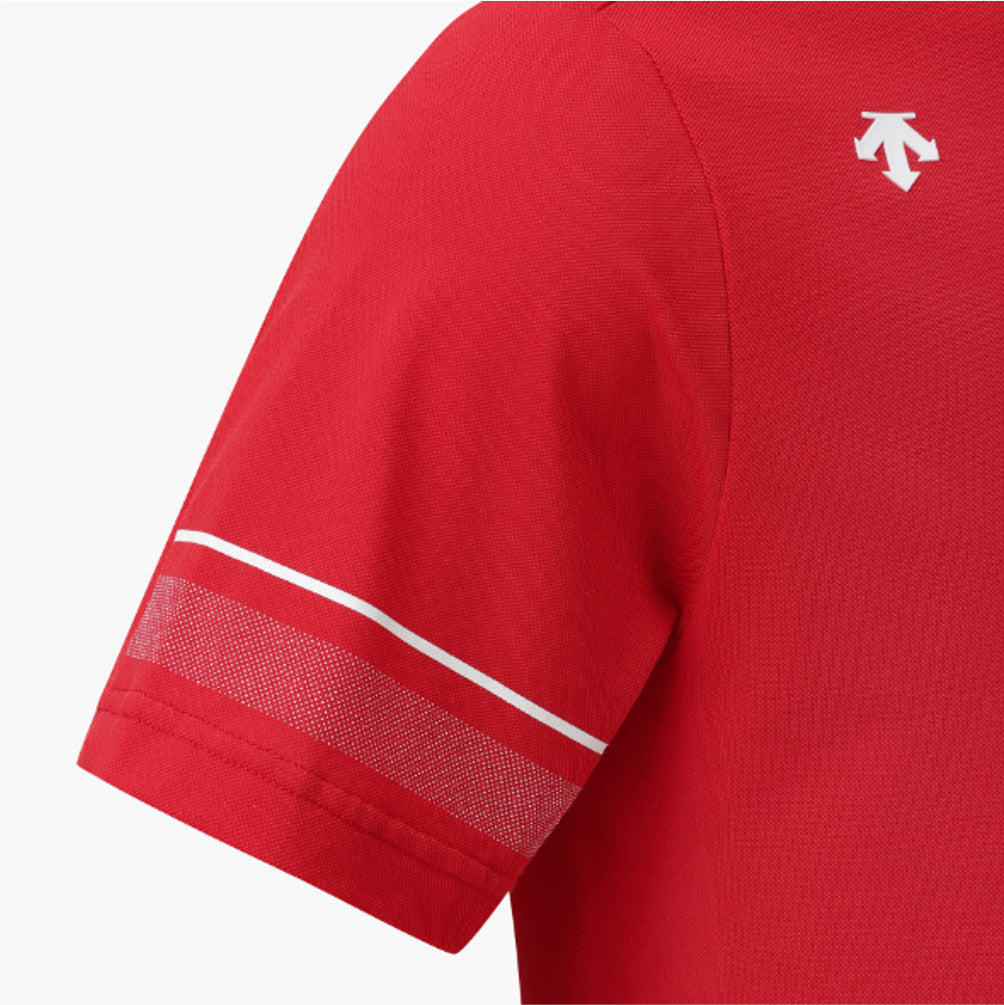 DESCENTE GOLF Men's One-Point Collar Short-Sleeve T-Shirt DR31MFTS74 Racing Red ASIAN FIT