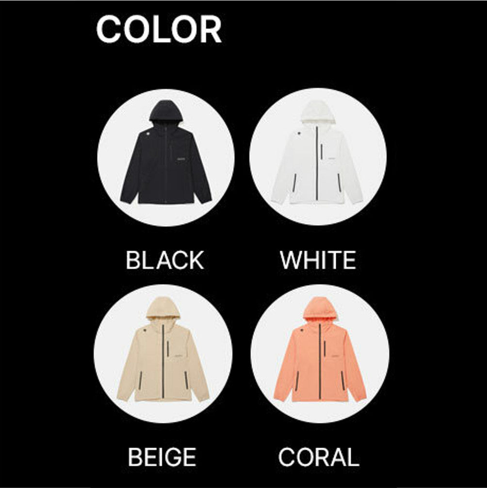 NEW DESCENTE Hooded Comfort Fit Windbreaker Jacket SR323UWB71 WHITE ASIAN FIT
