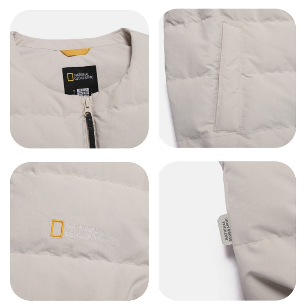 NEW National Geographic Heron U-Neck Lightweight Goose Down Vest N264UDV920 BIRCH Asian Fit