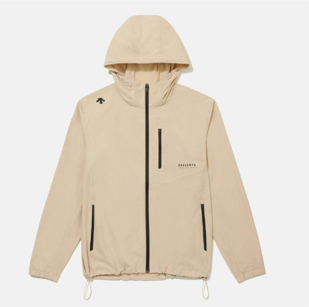 NEW DESCENTE Hooded Comfort Fit Windbreaker Jacket SR323UWB71 BEIGE ASIAN FIT