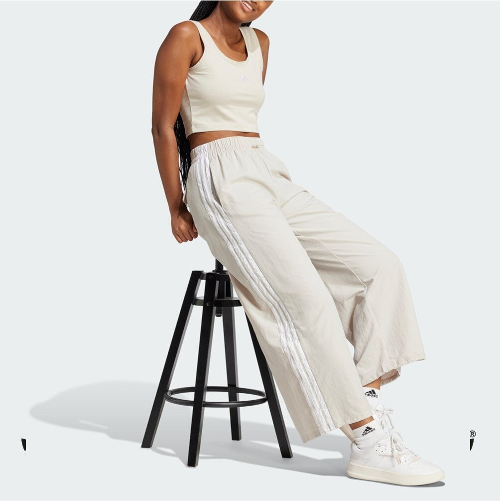 adidas Essentials 3-Stripes Lifestyle Woven Parachute Pants Beige JC8168 ASIAN FIT