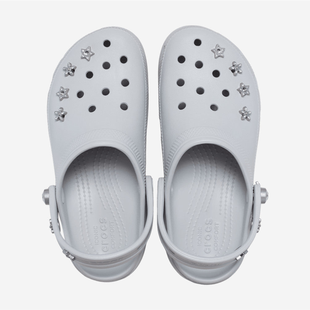 NEW CROCS Classic Platform Edgy Beading Clog 214040 Atmosphere Grey