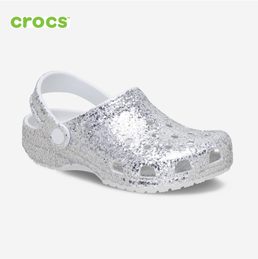 NEW CROCS KIDS Classic Dazzle Glitter Clog 213915 Silver