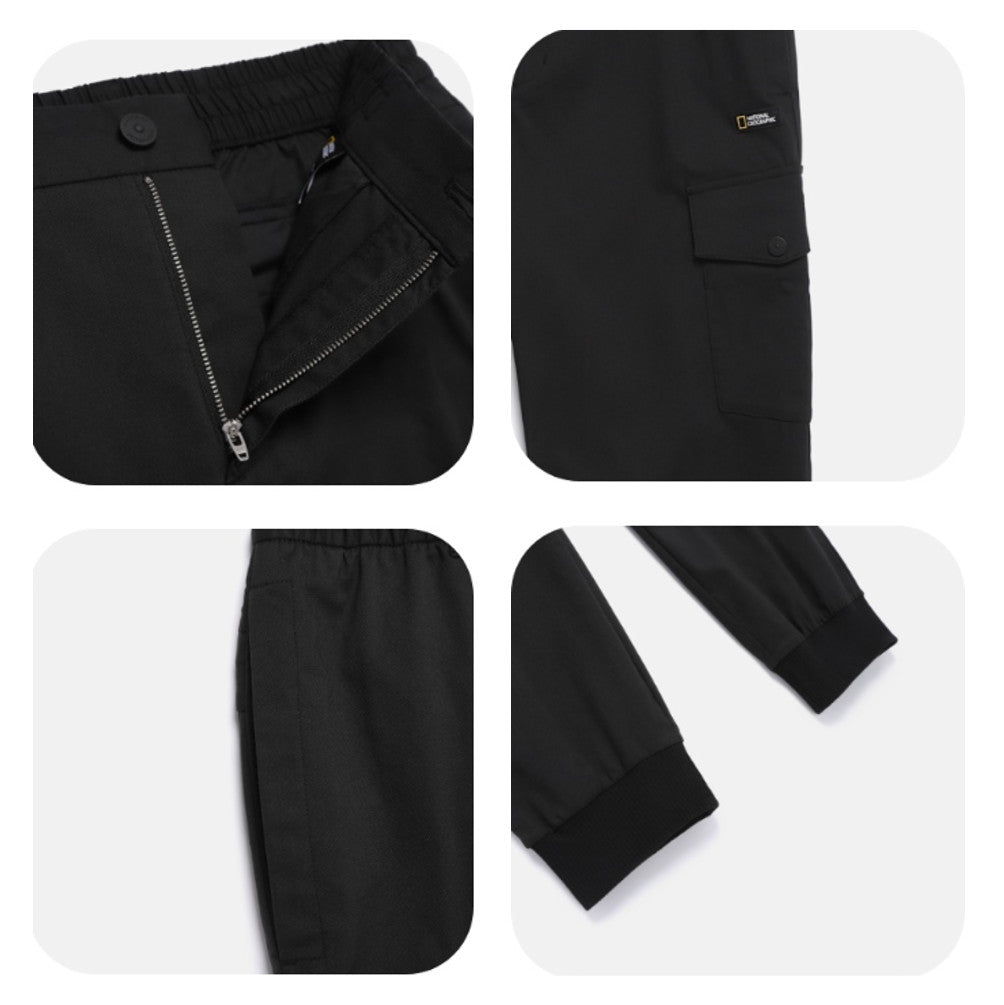 National Geographic Semi-Loose Fit Jogger Cargo Pants N262MPT020 BLACK ASIAN FIT