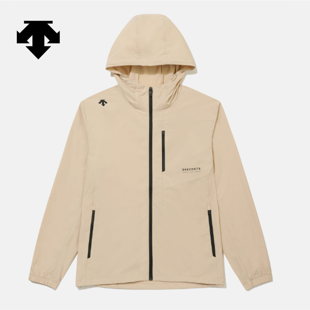 NEW DESCENTE Hooded Comfort Fit Windbreaker Jacket SR323UWB71 BEIGE ASIAN FIT