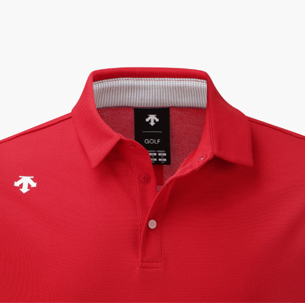 DESCENTE GOLF Men's One-Point Collar Short-Sleeve T-Shirt DR31MFTS74 Racing Red ASIAN FIT