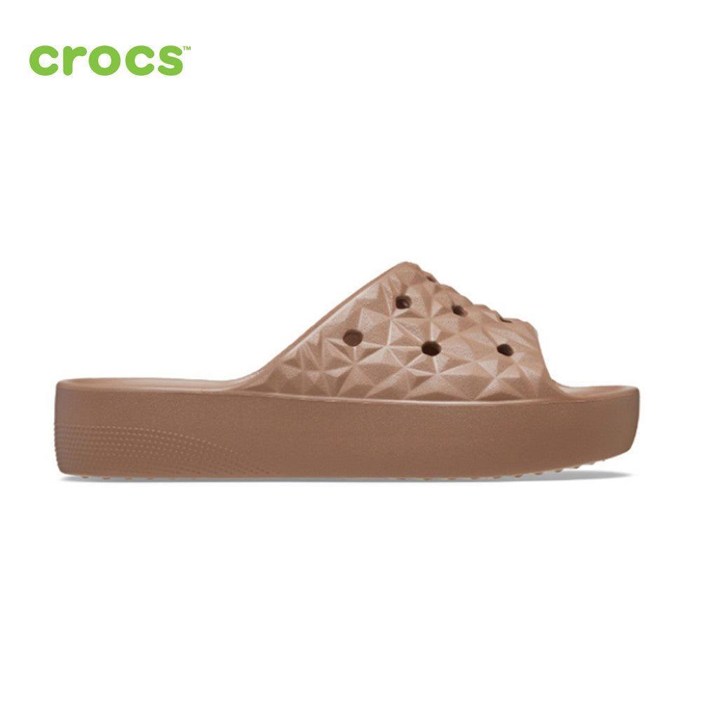 NEW CROCS CLASSIC PLATFORM GEOMETRIC SLIDE 209564-2Q9 Camel Brown