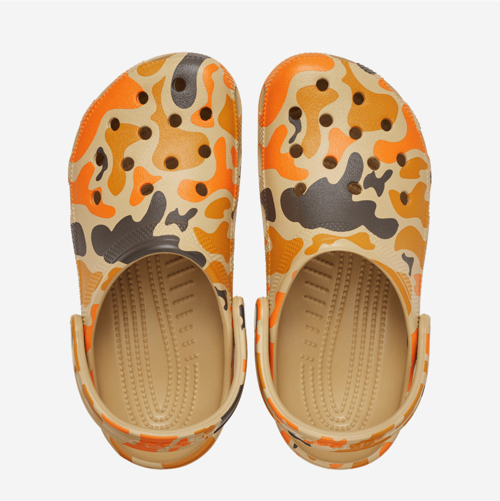 NEW CROCS Classic Duck Camo Clog 214293 Tan/Shocking Orange UNISEX SIZE