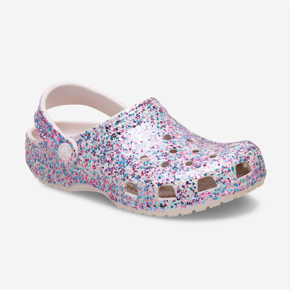 NEW CROCS KIDS Classic Dazzle Glitter Clog 213915 Cocoa Cream