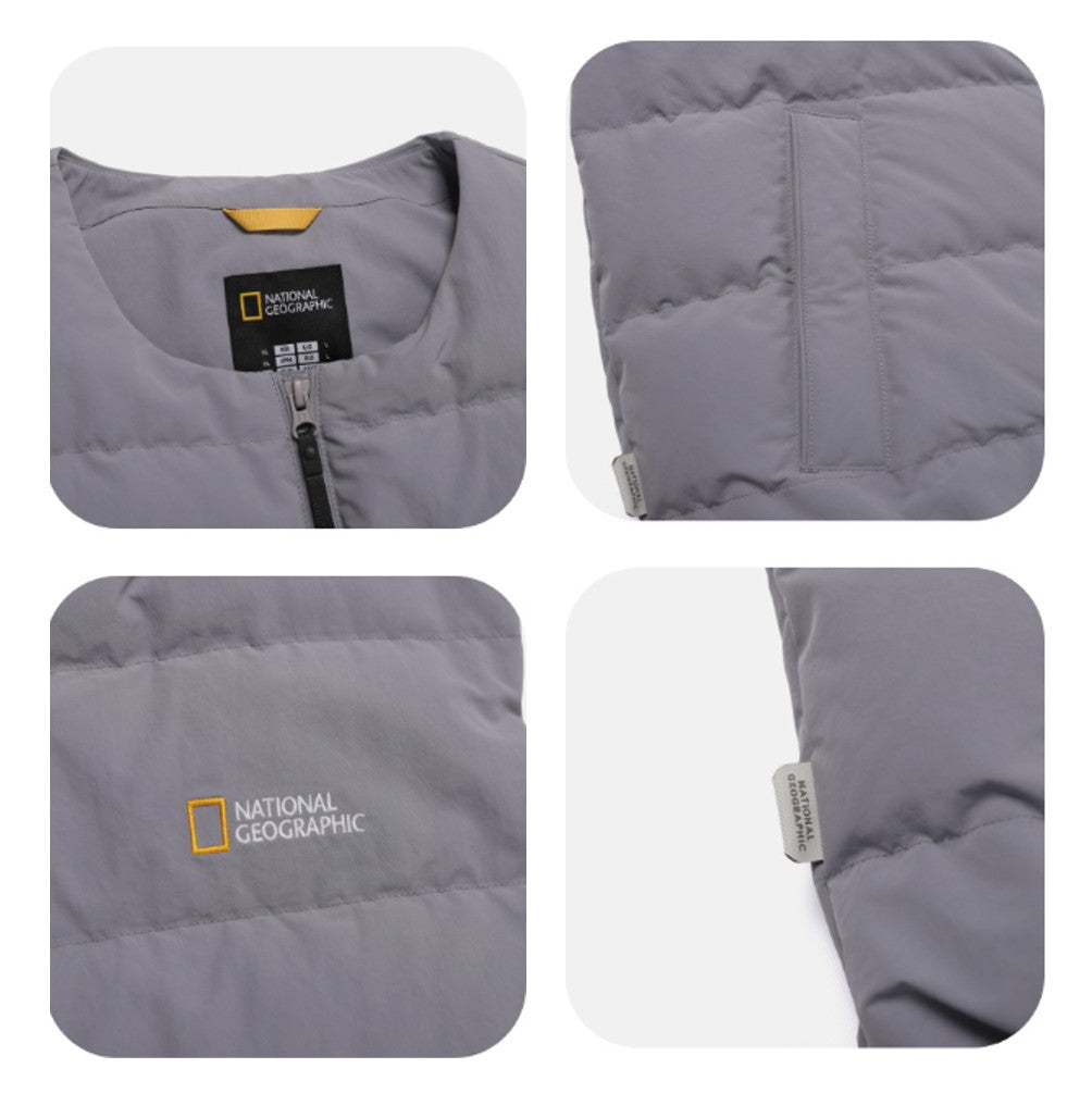 NEW National Geographic Heron U-Neck Lightweight Goose Down N264UDV920 Vest GREY Asian Fit