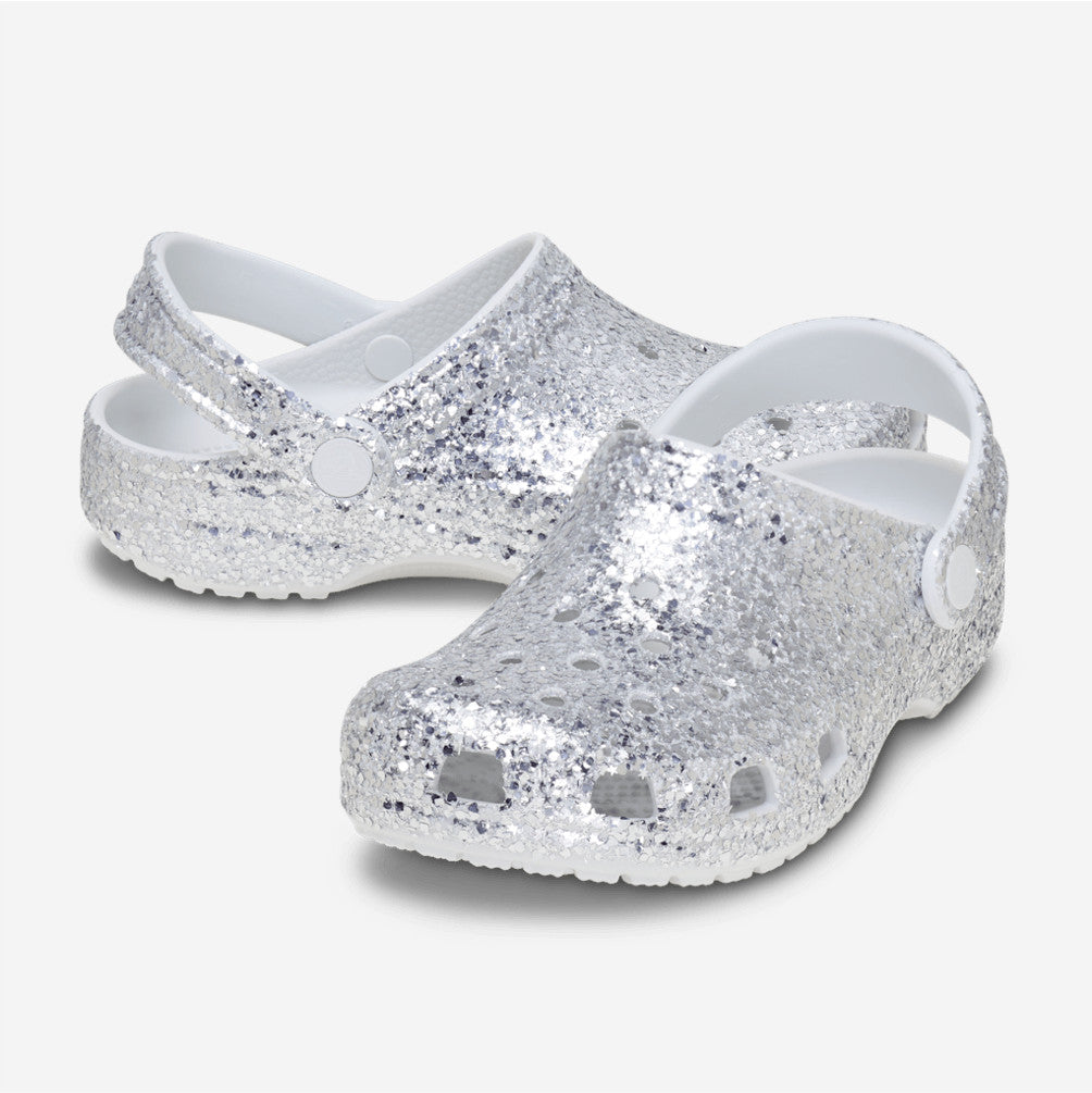 NEW CROCS KIDS Classic Dazzle Glitter Clog 213915 Silver