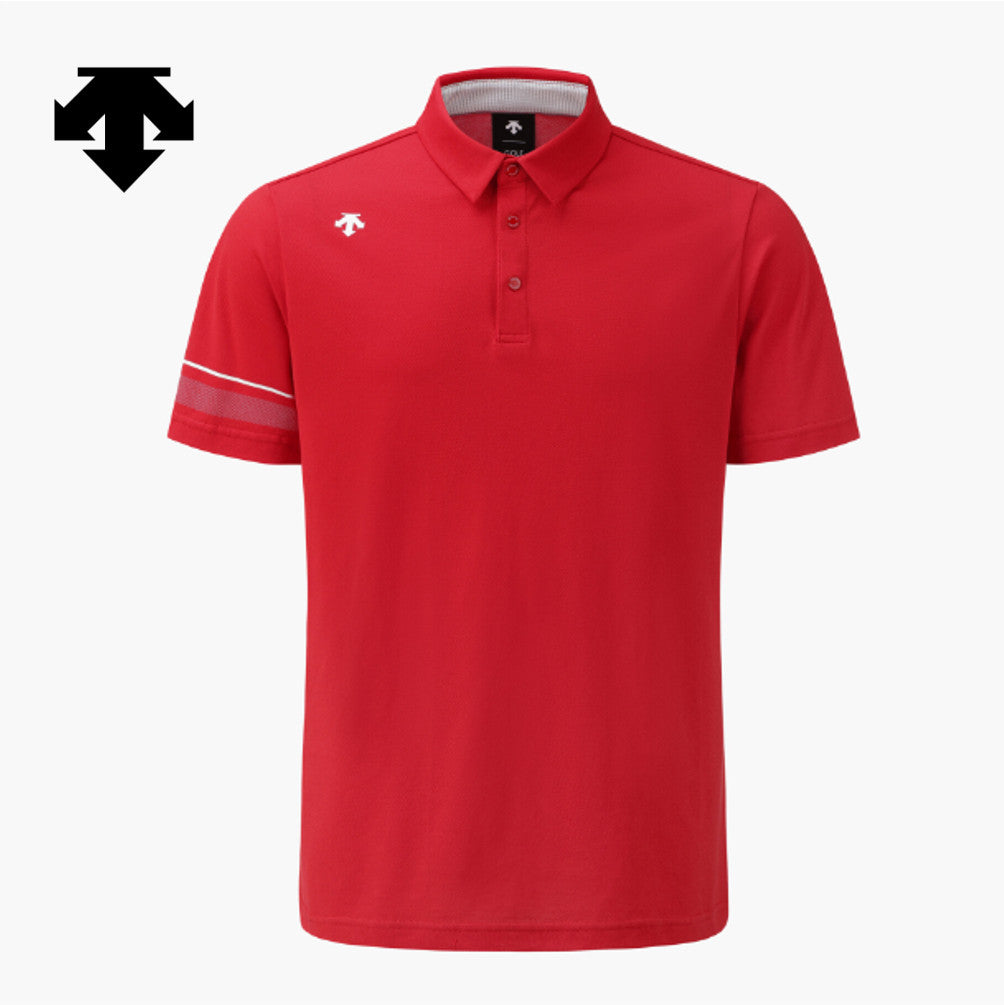 DESCENTE GOLF Men's One-Point Collar Short-Sleeve T-Shirt DR31MFTS74 Racing Red ASIAN FIT