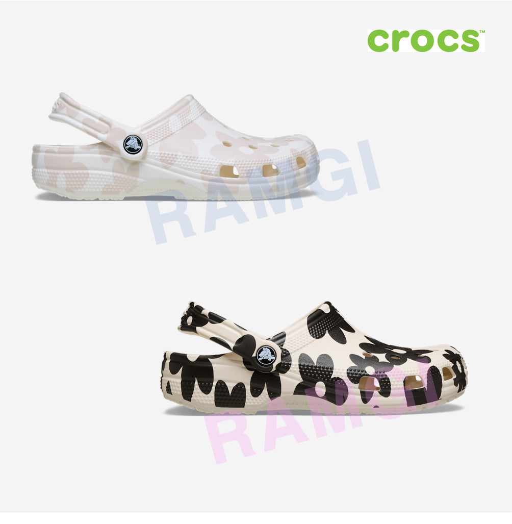 NEW CROCS Classic Pop Petals Clog 214090 Flower Chalk / Multi