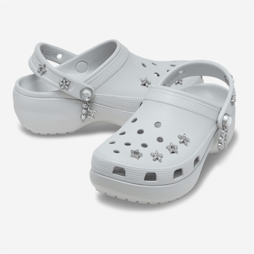 NEW CROCS Classic Platform Edgy Beading Clog 214040 Atmosphere Grey
