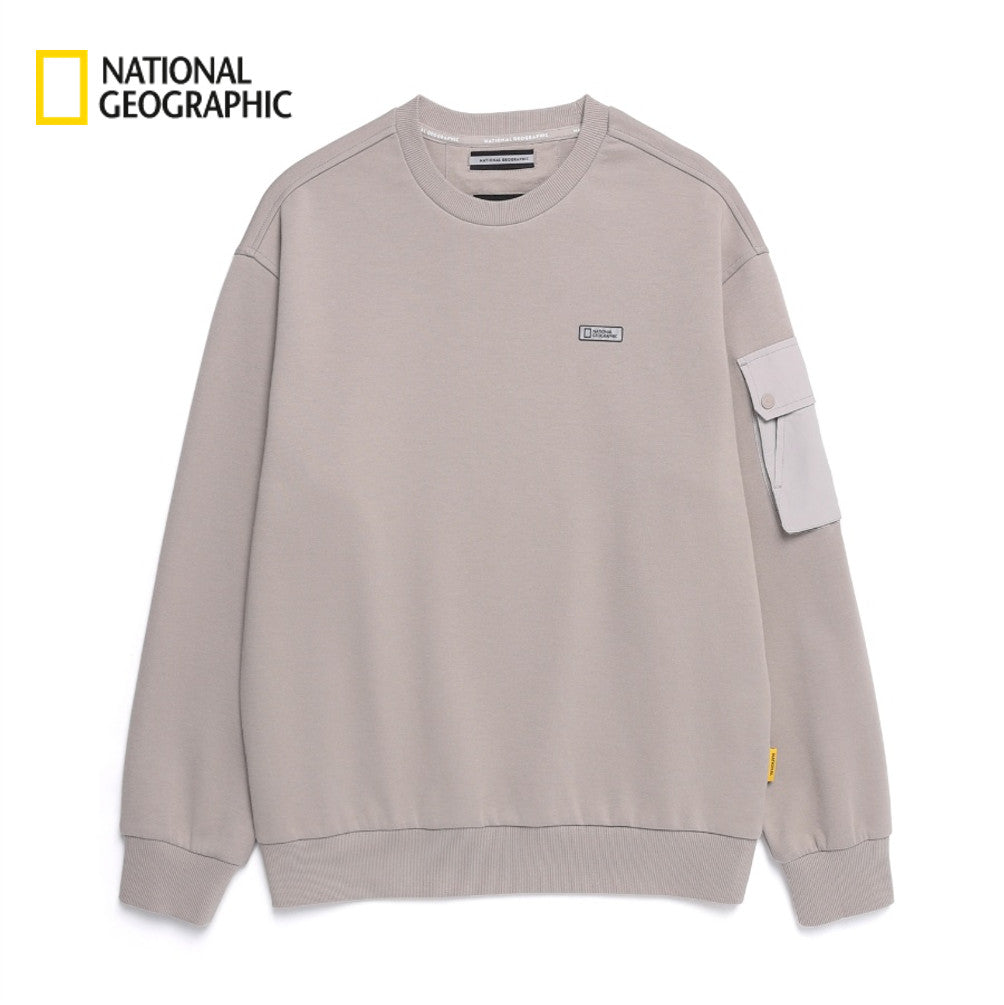NEW National Geographic Sleeve-Pocket Sweatshirt N251USW900 OAK BEIGE Asian Fit