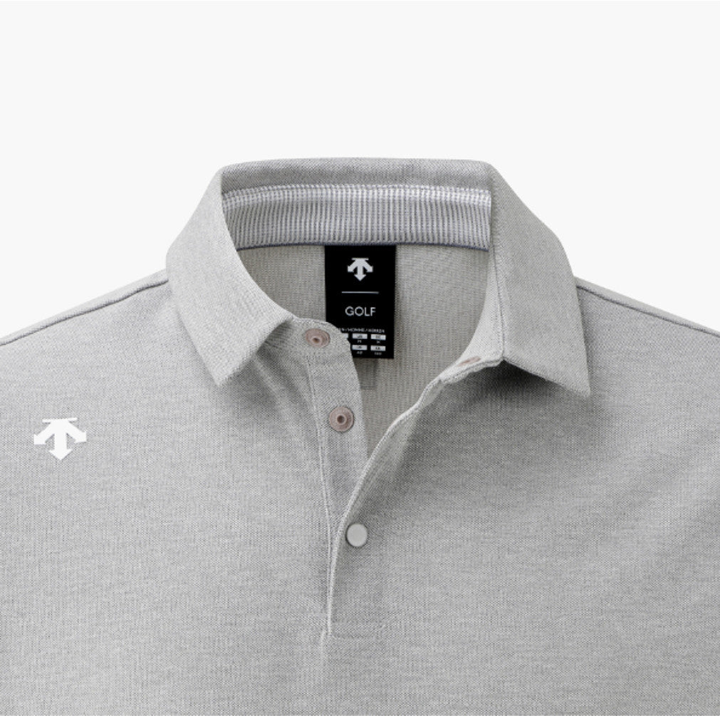 DESCENTE GOLF Men's One-Point Collar Short-Sleeve T-Shirt DR31MFTS74 MELANGE GREY ASIAN FIT