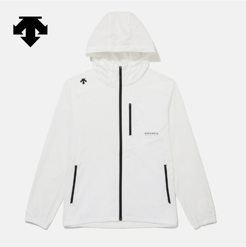 NEW DESCENTE Hooded Comfort Fit Windbreaker Jacket SR323UWB71 WHITE ASIAN FIT