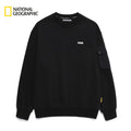 NEW National Geographic Sleeve-Pocket Sweatshirt N251USW900 CARBON BLACK Asian Fit