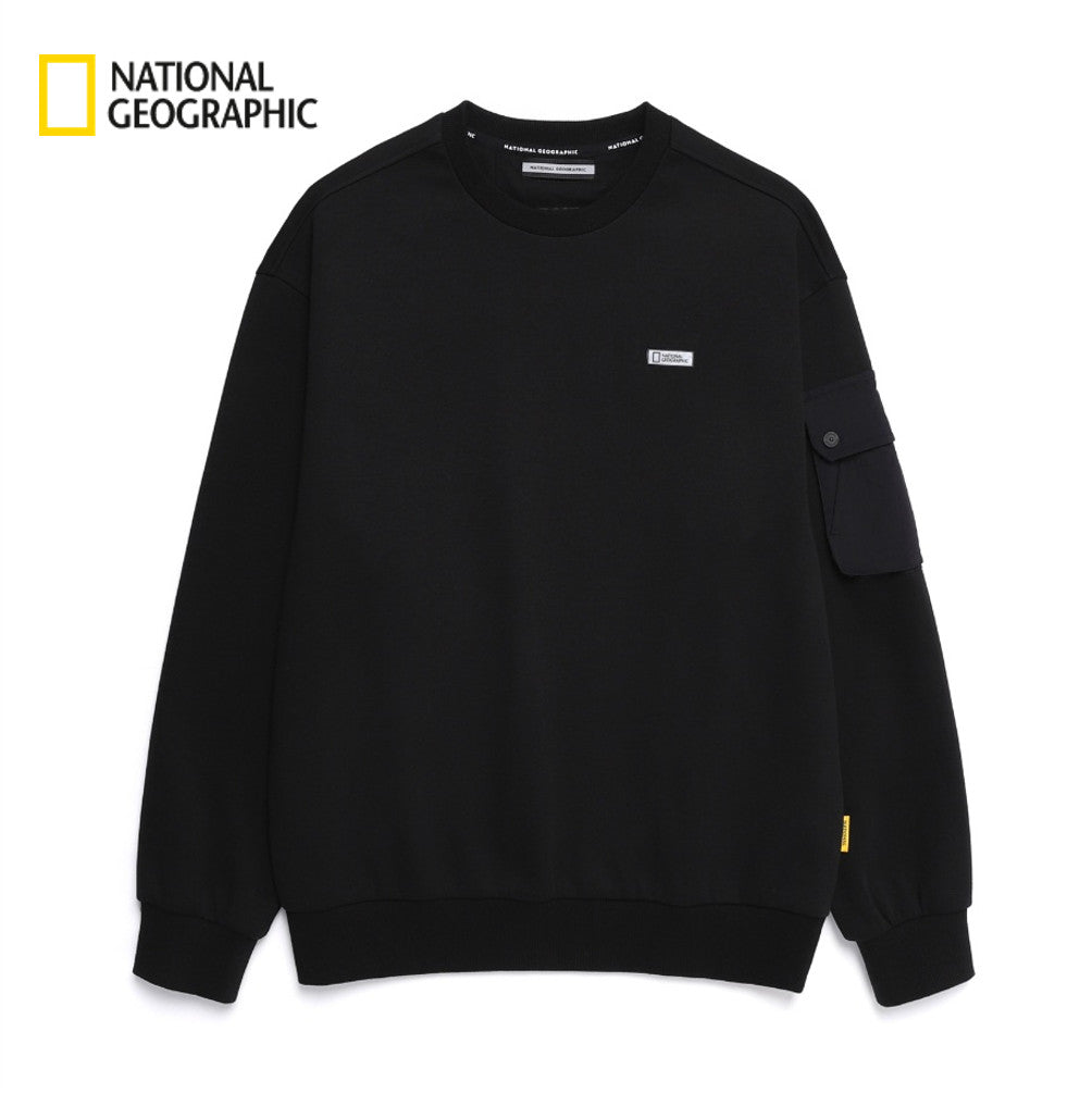NEW National Geographic Sleeve-Pocket Sweatshirt N251USW900 CARBON BLACK Asian Fit