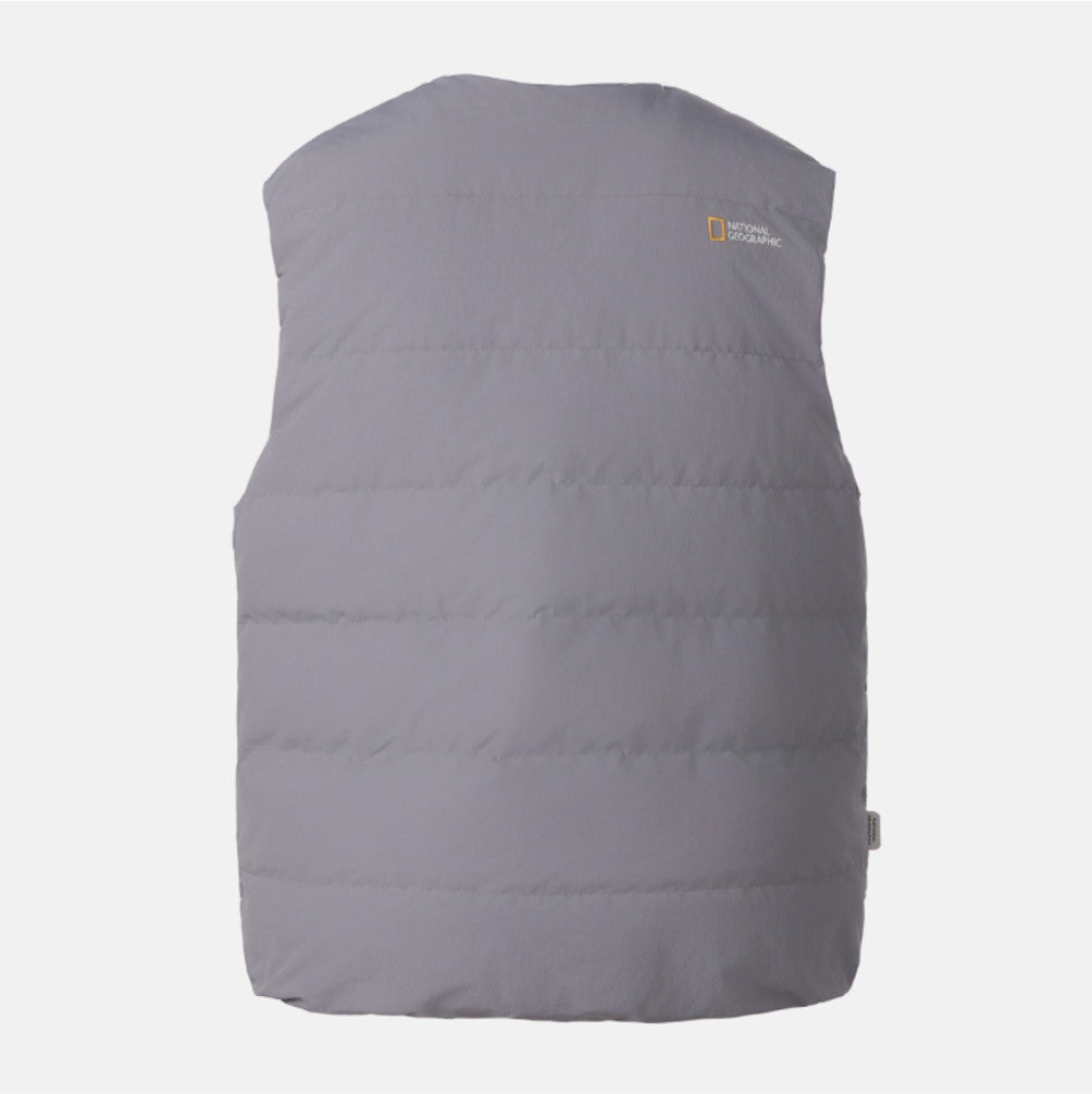 NEW National Geographic Heron U-Neck Lightweight Goose Down N264UDV920 Vest GREY Asian Fit