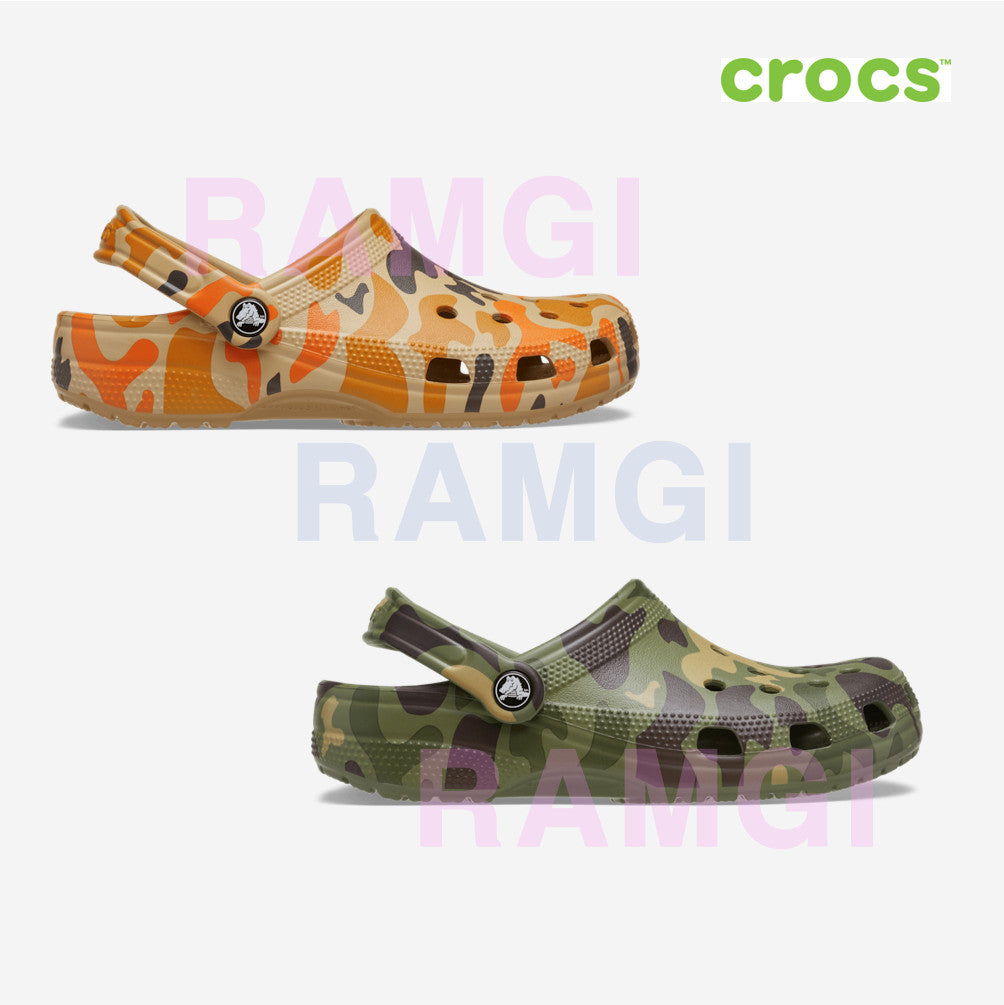 NEW CROCS Classic Duck Camo Clog 214293 Tan/Shocking Orange UNISEX SIZE