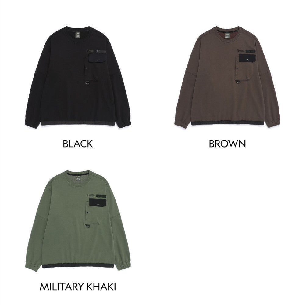 NEW National Geographic Hybrid Semi-Oversized Pocket Sweatshirt N261MSW900 BLACK Asian Fit