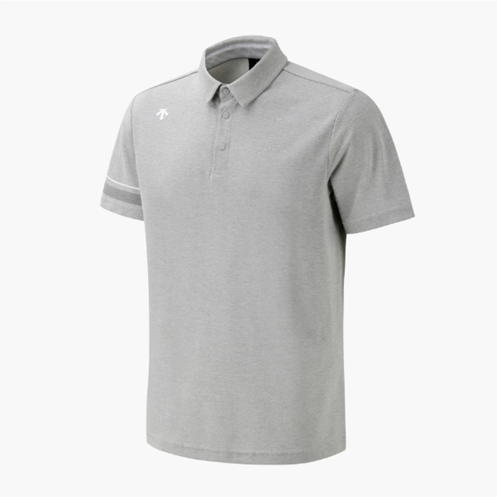 DESCENTE GOLF Men's One-Point Collar Short-Sleeve T-Shirt DR31MFTS74 MELANGE GREY ASIAN FIT