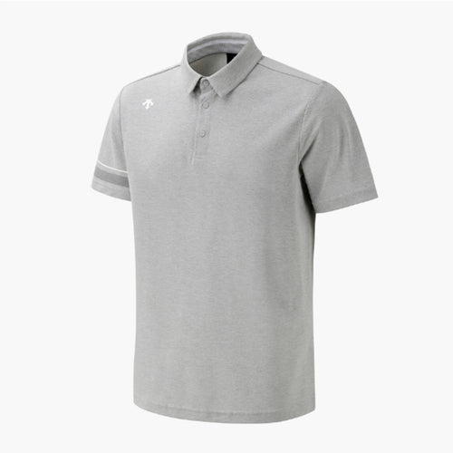 DESCENTE GOLF Men's One-Point Collar Short-Sleeve T-Shirt DR31MFTS74 MELANGE GREY ASIAN FIT