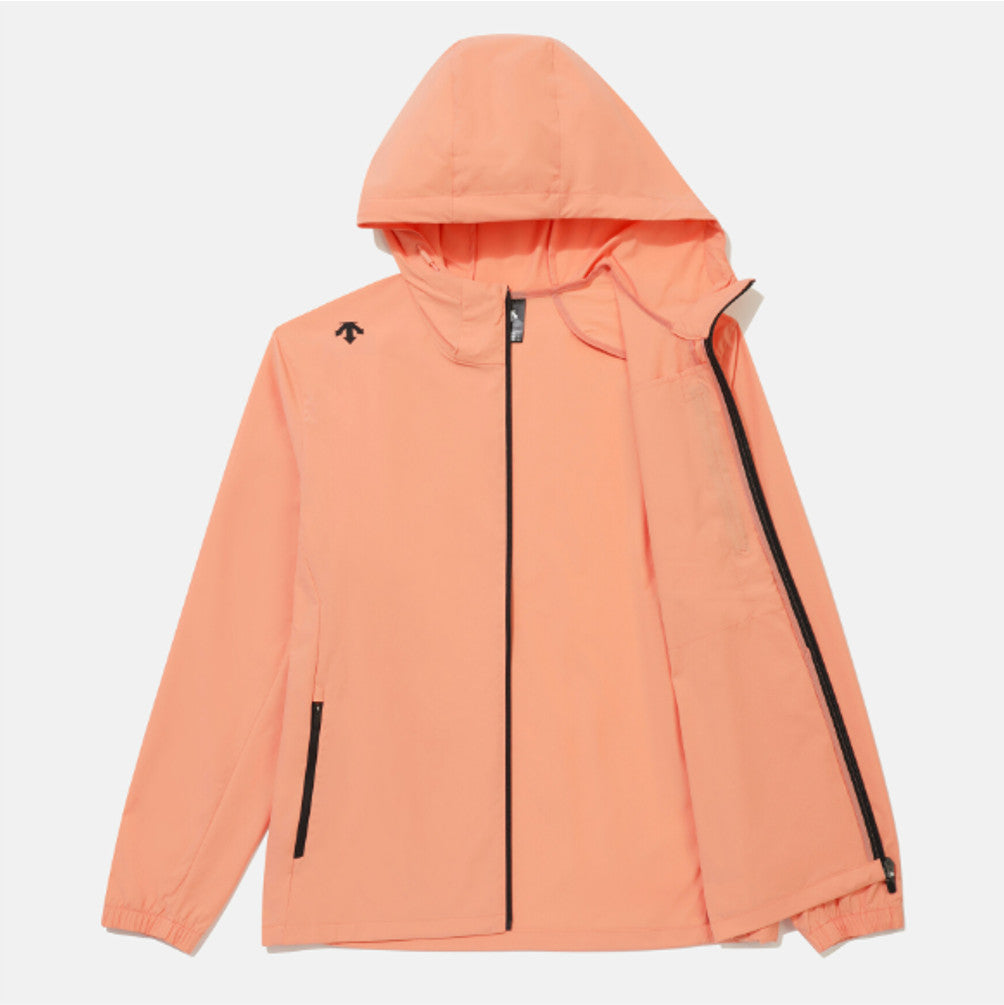 NEW DESCENTE Hooded Comfort Fit Windbreaker Jacket CORAL ASIAN FIT