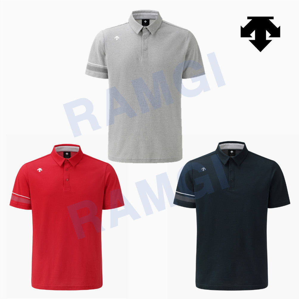 DESCENTE GOLF Men's One-Point Collar Short-Sleeve T-Shirt DR31MFTS74 Racing Red ASIAN FIT
