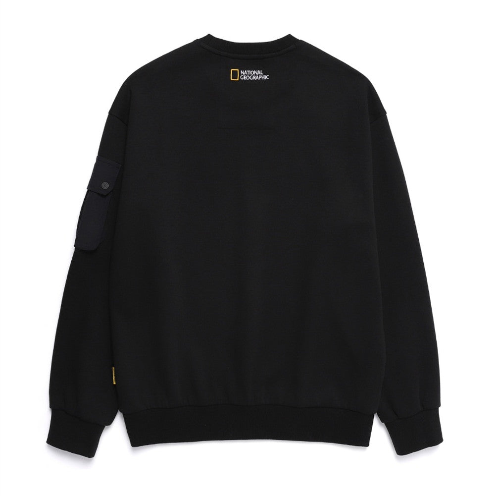NEW National Geographic Sleeve-Pocket Sweatshirt N251USW900 CARBON BLACK Asian Fit