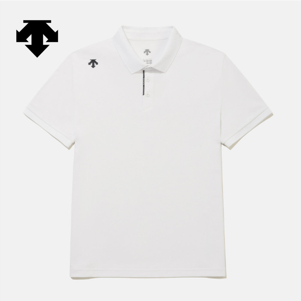 DESCENTE Men's Tough Polo Short-Sleeve T-Shirt SR123UPS11 WHITE ASIAN FIT