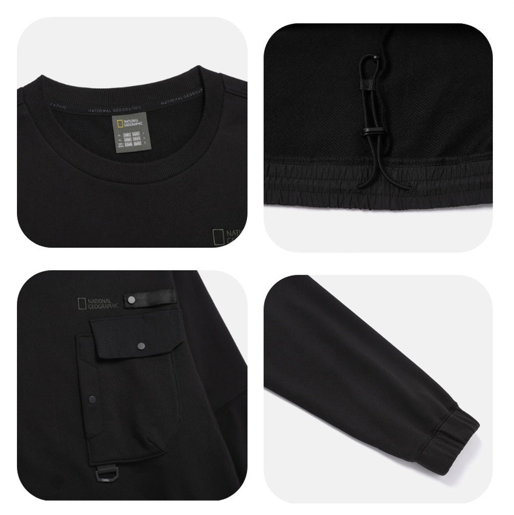 NEW National Geographic Hybrid Semi-Oversized Pocket Sweatshirt N261MSW900 BLACK Asian Fit