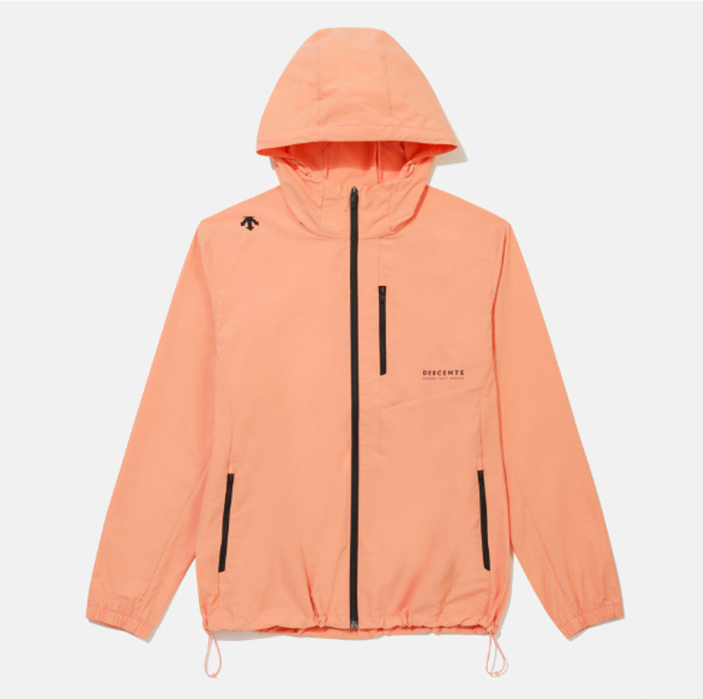 NEW DESCENTE Hooded Comfort Fit Windbreaker Jacket CORAL ASIAN FIT