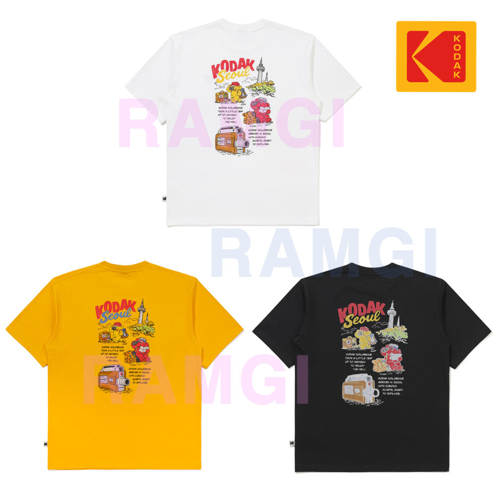 NEW KODAK APPAREL Travel Korea Seoul Short Sleeved T-shirt BLACK K6223XRS97BLK ASIAN FIT