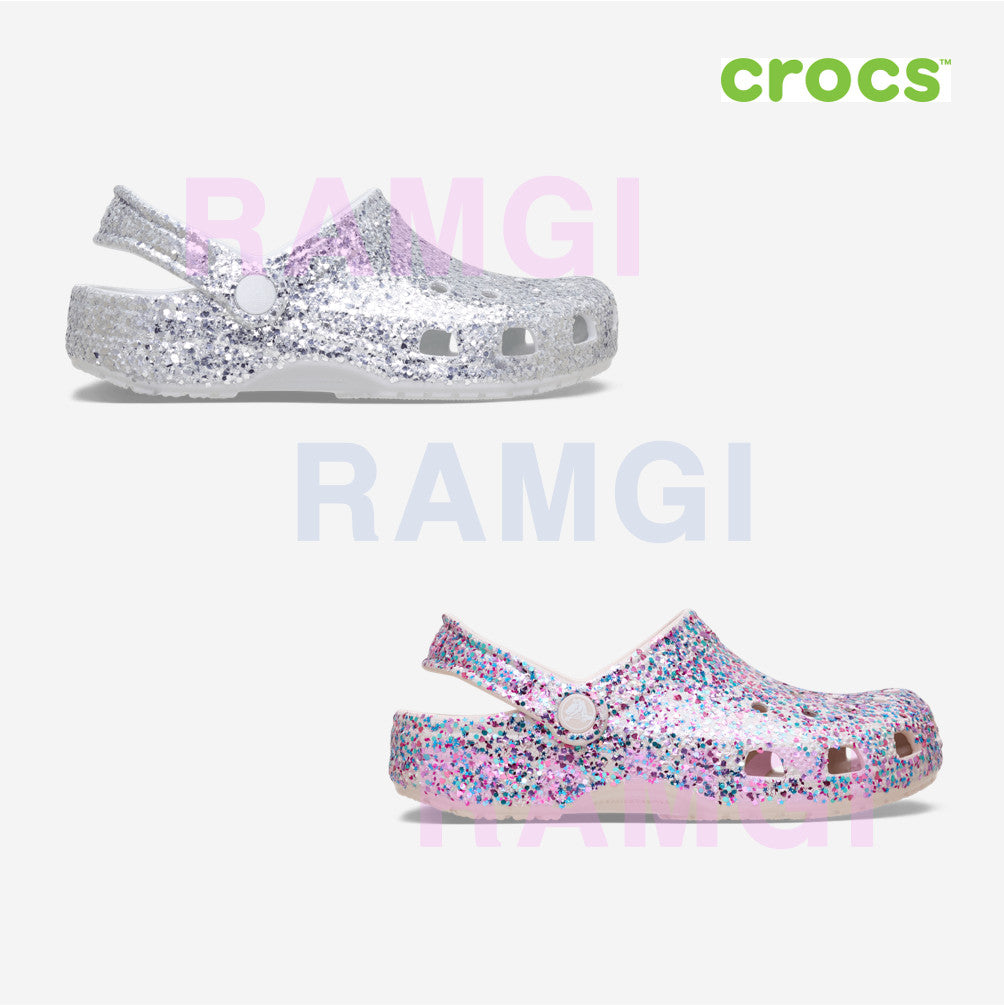 NEW CROCS KIDS Classic Dazzle Glitter Clog 213915 Silver