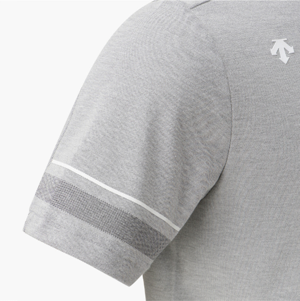 DESCENTE GOLF Men's One-Point Collar Short-Sleeve T-Shirt DR31MFTS74 MELANGE GREY ASIAN FIT