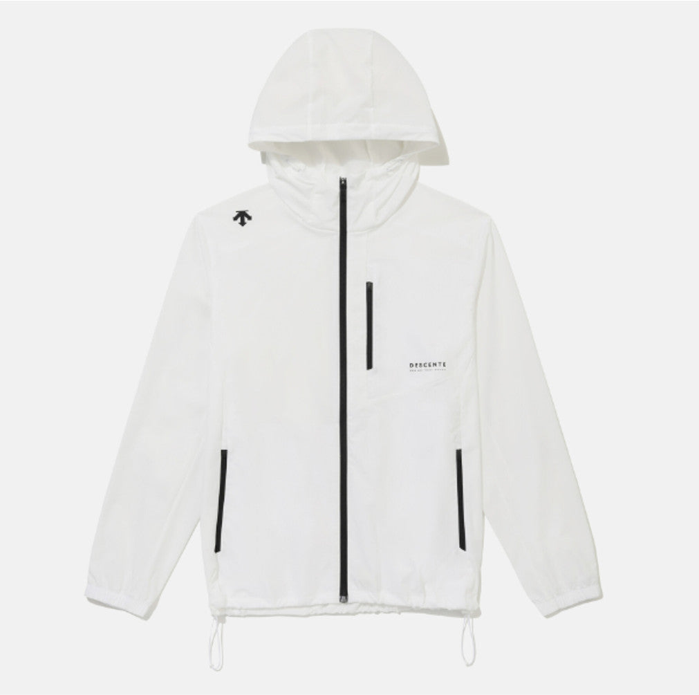 NEW DESCENTE Hooded Comfort Fit Windbreaker Jacket SR323UWB71 WHITE ASIAN FIT