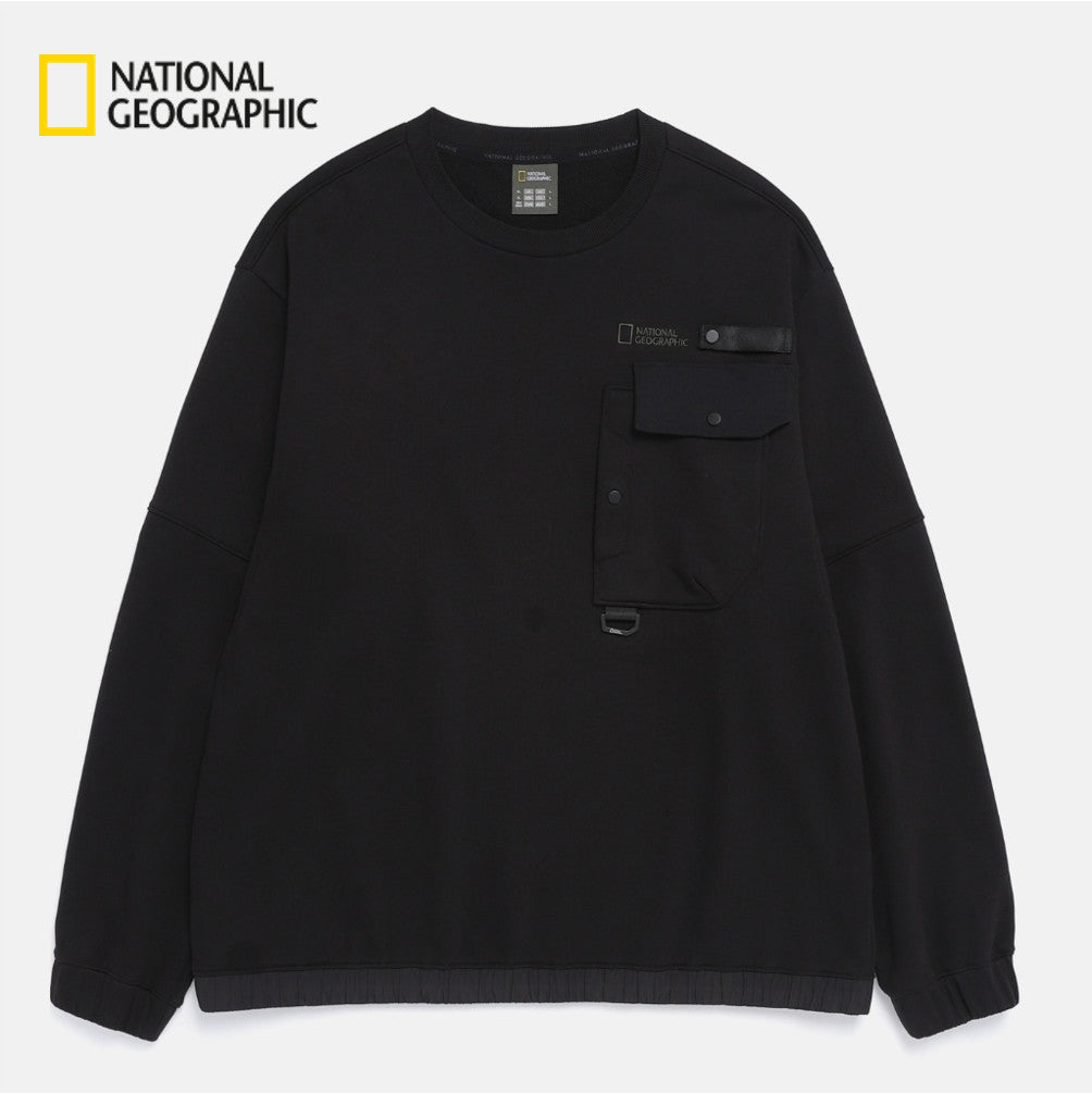 NEW National Geographic Hybrid Semi-Oversized Pocket Sweatshirt N261MSW900 BLACK Asian Fit
