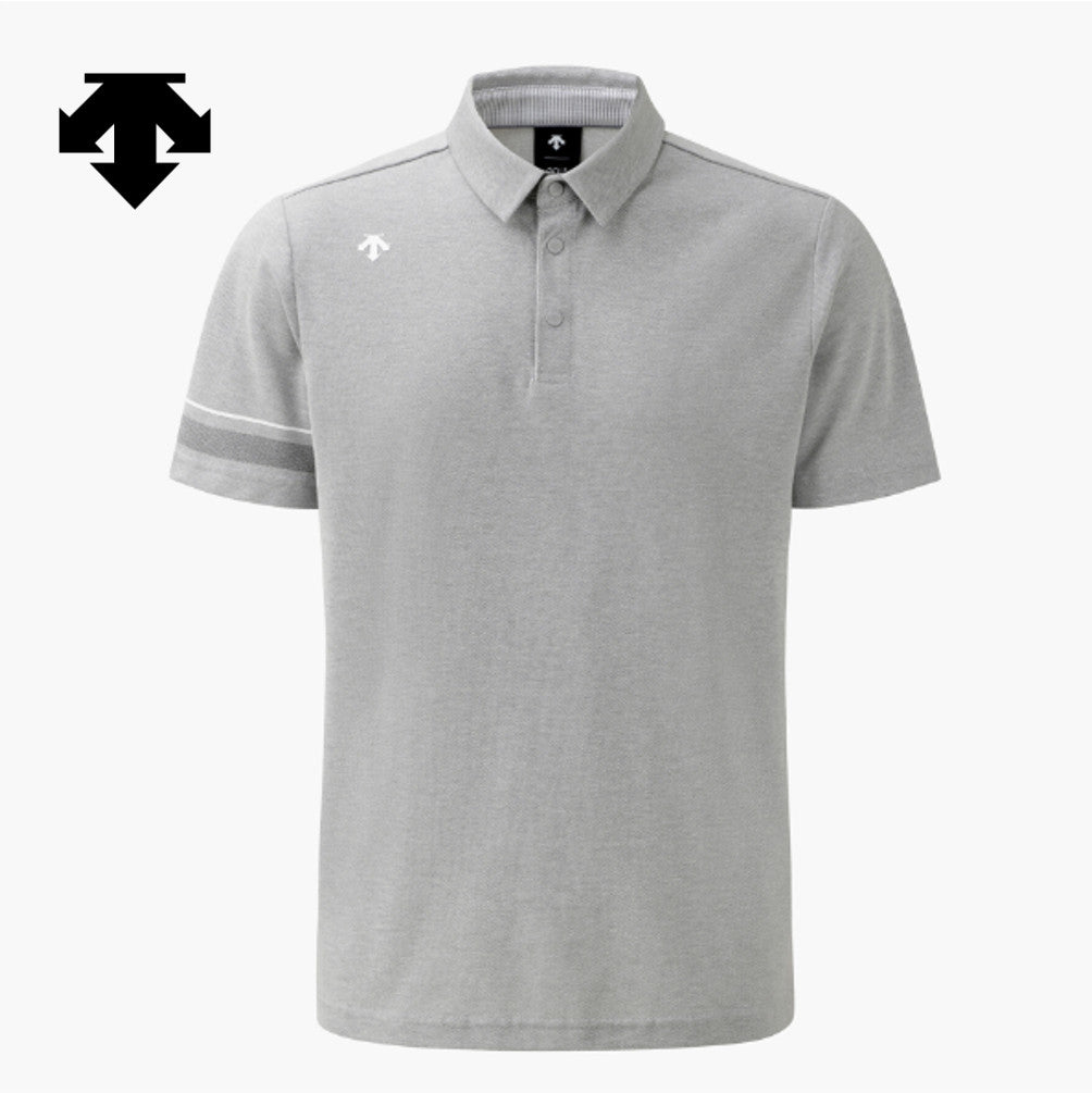 DESCENTE GOLF Men's One-Point Collar Short-Sleeve T-Shirt DR31MFTS74 MELANGE GREY ASIAN FIT