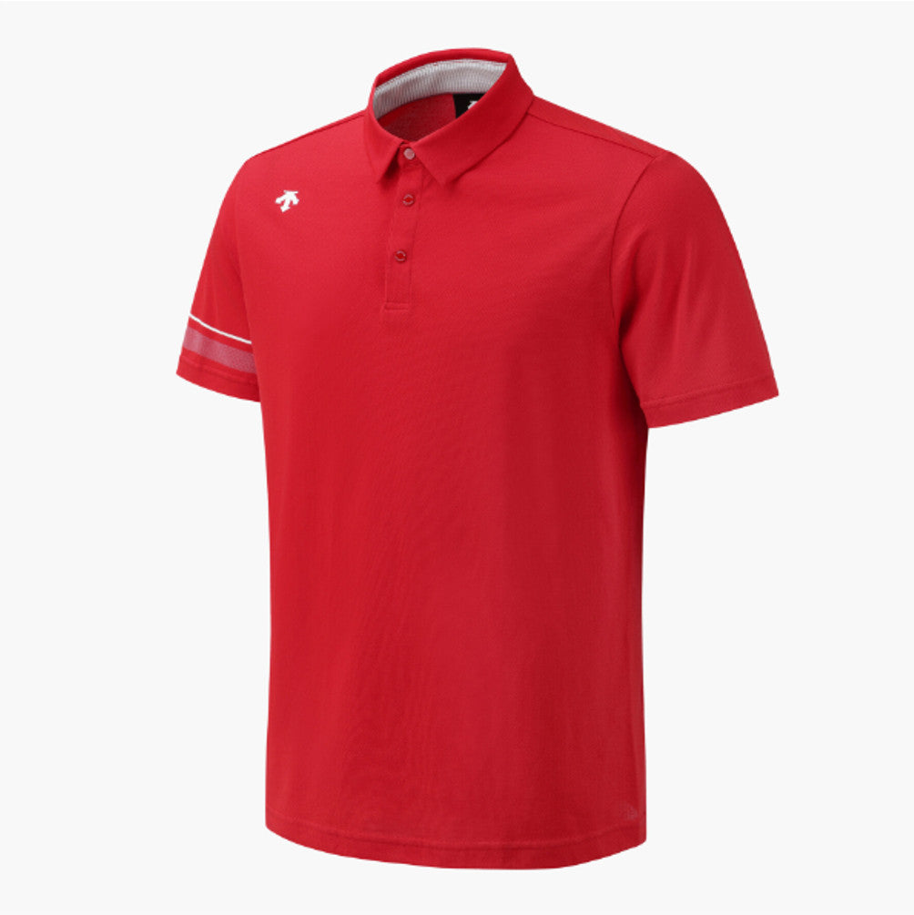 DESCENTE GOLF Men's One-Point Collar Short-Sleeve T-Shirt DR31MFTS74 Racing Red ASIAN FIT