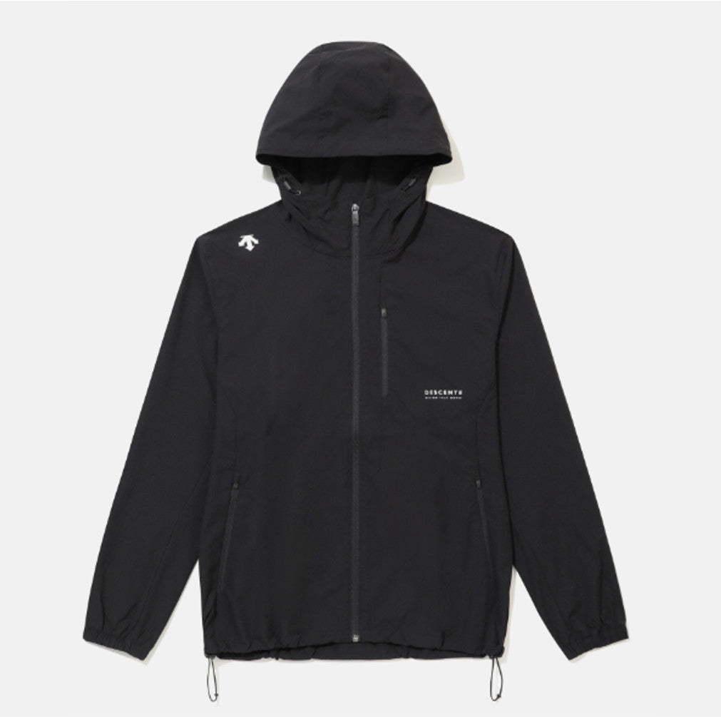 NEW DESCENTE Hooded Comfort Fit Windbreaker Jacket SR323UWB71 BLACK ASIAN FIT