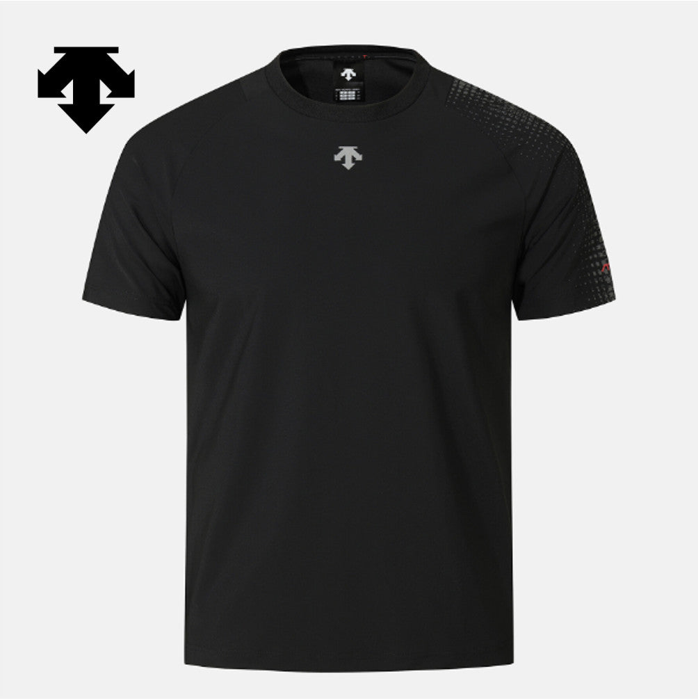DESCENTE Men's Cooling Tricot Graphic Short-Sleeve T-Shirt SR311TTS76 BLACK ASIAN FIT