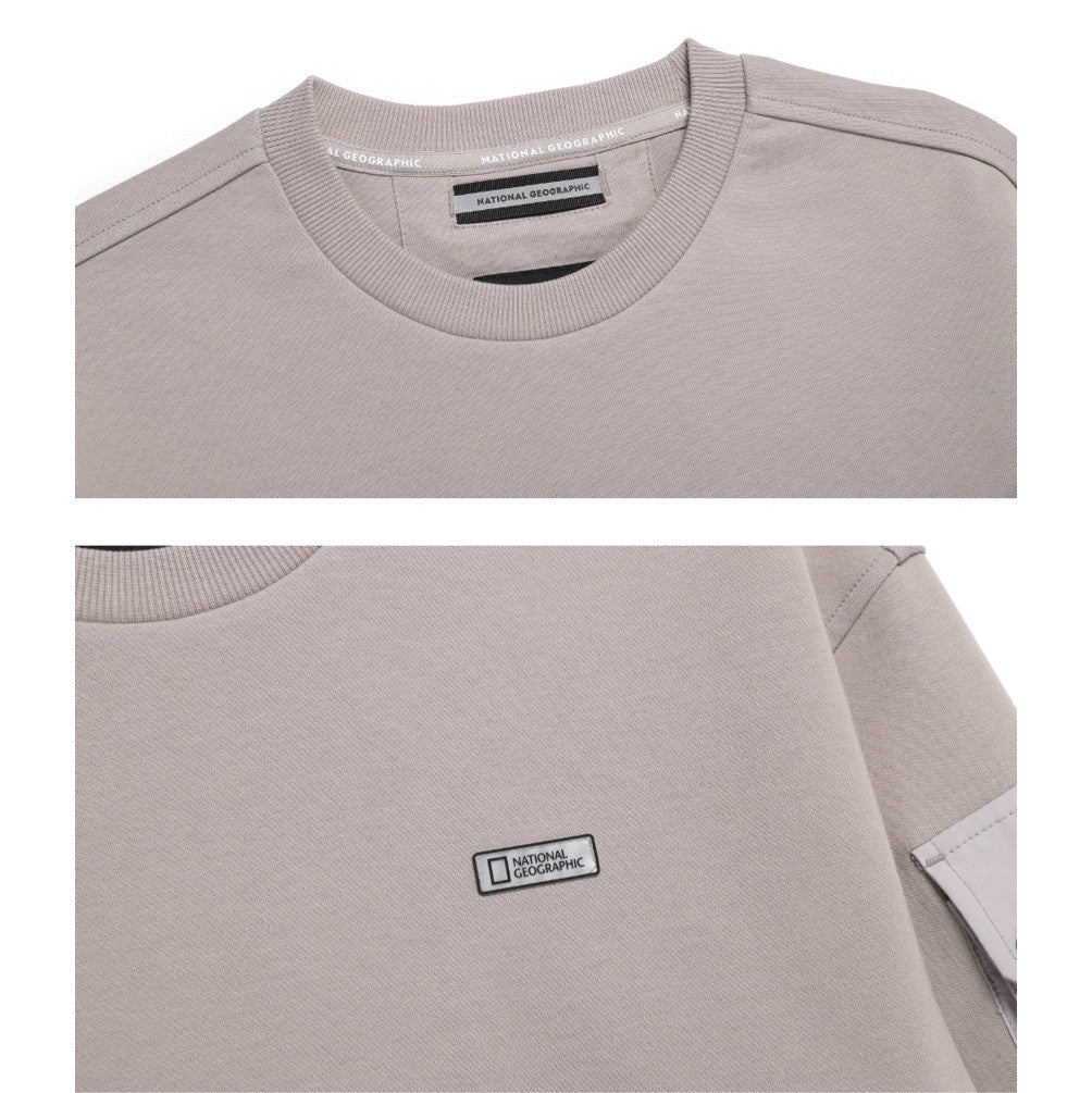 NEW National Geographic Sleeve-Pocket Sweatshirt N251USW900 OAK BEIGE Asian Fit