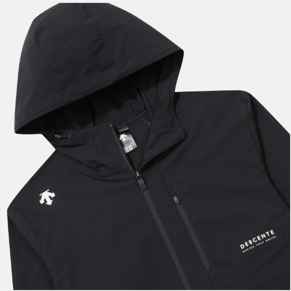 NEW DESCENTE Hooded Comfort Fit Windbreaker Jacket SR323UWB71 BLACK ASIAN FIT