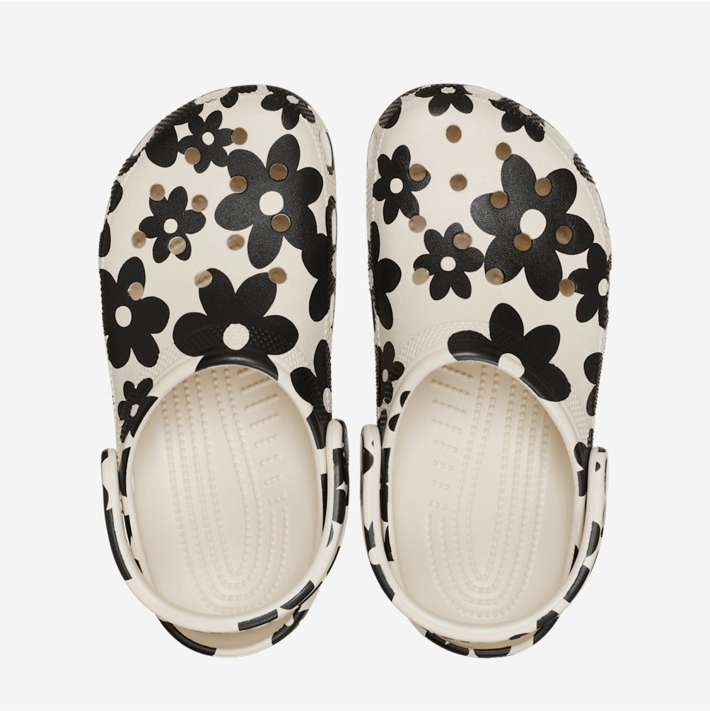 NEW CROCS Classic Pop Petals Clog 214090 Flower Summit White / Multi Black